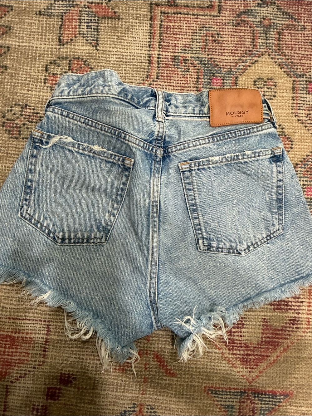 Moussy Light Blue High-Rise Distressed Denim Shorts - Picture 3 of 3